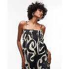 TOPSHOP Linen Look Shirred Bust Chuck On Midi Dress