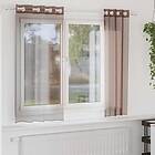 vidaXL Voile gardiner med genomföringar 2 st brun 140x140 cm