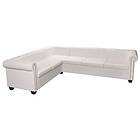 vidaXL Chesterfield hörnsoffa 6-sits vit konstläder