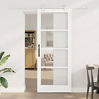 vidaXL Skjutdörr med hårdvaruset Vit 86x211 cm Massivt Trä Furu