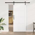 vidaXL Skjutdörr med Hårdvaruset Vit 93x211 cm Massivt Trä Furu