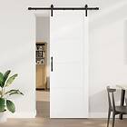 vidaXL Skjutdörr med hårdvarusats Vit 83x232 cm Massiv trä Pine