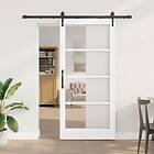 vidaXL Skjutdörr med hårdvara Vit 93x202 cm Massivt trä Furu