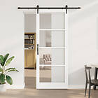 vidaXL Skjutdörr med hårdvaruset Vit 93x232 cm Massivt trä Furu