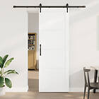 vidaXL Skjutdörr med Hårdvarusats Vit 83x232 cm Massivt Trä Furu