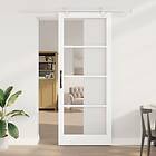 vidaXL Skjutdörr med Handtagsset Vit 93x232 cm Massivt Trä Furu