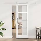 vidaXL Skjutdörr med Tillbehör "ORKDAL" Vit Massivt Trä & Glas