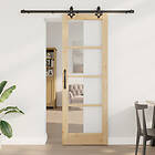 vidaXL Skjutdörr med hårdvaruset 'ORKDAL'Solid Wood & Glass