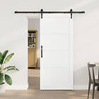 vidaXL Skjutdörr med Tillbehör Set Vit 78x202 cm Massivt Trä Furu