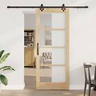vidaXL Skjutdörr med Hårdvaruset 86x211 cm Massivt Träd Tall
