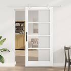 vidaXL Skjutdörr med Hårdvarusett Vit 93x202 cm Massivt Trä Furu