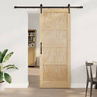 vidaXL Skjutdörr med hårdvaruset 83x211 cm Massivt Trä Furu