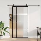 vidaXL Skjutdörr med beslag svart 102,5x205 cm ESG-glas