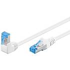 Goobay Patchkabel CAT 6A, 1x 90° vinklad, S/FTP (PiMF), vit, 2 m kopparledare (CU), halogenfri kabelhölje (LSZH), snäpplås på toppen