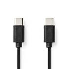 Nedis USB-kabel USB 2,0 USB-C™ Hane USB-C™ Hane 60 W 480 Mbps Nickelplaterad 1,00 m Rund PVC Svart Label