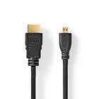Nedis High Speed HDMI ™ kabel med Ethernet HDMI™ Kontakt HDMI™ Micro kontakt 4K@30Hz 10,2 Gbps 1,50 m Rund PVC Svart Label