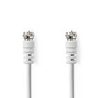 Nedis Satellite & Antenn kabel F Hane F Hane Nickelplaterad 75 Ohm Dubbelskärmad 2,00 m Rund PVC Vit Label