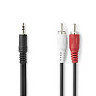 Nedis Stereoljudkabel 3,5 mm Hane 2x RCA Hane Nickelplaterad 1,50 m Rund Svart Label