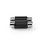 Nedis Stereo Audio Adapter 2x RCA Hona 2x RCA Hona Nickelplaterad Rak ABS Svart 1 st. Låda