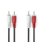 Nedis Stereoljudkabel 2x RCA Hane 2x RCA Hane Nickelplaterad 1,00 m Rund Svart L