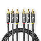 Nedis Komposit videokabel 3x RCA Hane 3x RCA Hane Guldplaterad 480p 2,00 m Rund 