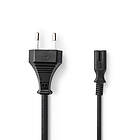 Nedis Strömkabel Euro Man IEC-320-C7 Rak Rak Nickelplaterad 3,00 m Platt PVC Svart Låda