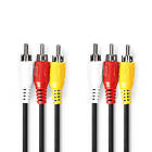 Nedis Komposit videokabel 3x RCA Hane 3x RCA Hane Nickelplaterad 480p 3,00 m Rund PVC Svart Kuvert