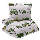 Redlunds Busy Tractors Beige Barn Bäddset Enkeltäcke 150x210