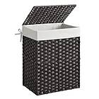 Songmics tvättkorg med 90L lock Svart LCB51BK