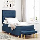 vidaXL Box Spring Bed with Mattress & Bench Blue 90x190 cm Fabric