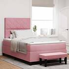 vidaXL Box Spring Bed with Mattress & Bench in Pink 120x190 cm Velvet