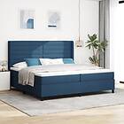 vidaXL Box Spring Bed with Mattress & LED Blue 200x200 cm Fabric