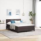 vidaXL Box Spring Bed with Mattress & LED Dark Brown 160x200 cm Fabric