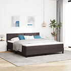 vidaXL Box Spring Bed with Mattress & LED Dark Brown 180x200 cm Fabric