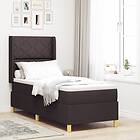 vidaXL Box Spring Bed with Mattress & LED Dark Brown 80x200 cm Fabric