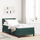 vidaXL Box Spring Bed with Mattress & LED Dark Green 100x200 cm Velvet