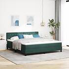 vidaXL Box Spring Bed with Mattress & LED Dark Green 180x200 cm Velvet