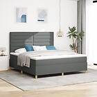 vidaXL Box Spring Bed with Mattress & LED Dark Grey 180x200 cm Fabric