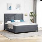 vidaXL Box Spring Bed with Mattress & LED Dark Grey 180x200 cm Velvet