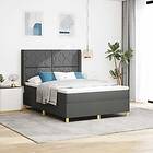 vidaXL Box Spring Bed with Mattress & LED Dark Grey 140x200 cm Fabric