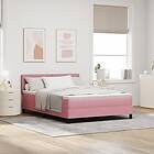 vidaXL Box Spring Bed with Mattress & LED Pink 160x200 cm Velvet