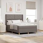 vidaXL Box Spring Bed with Mattress & LED Taupe 160x200 cm Fabric