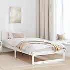 vidaXL Bed Frame White Pine wood Single Durable Single Bed Frame