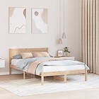 vidaXL Pine Wood Bed Frame Natural Pine wood 135 x 190 cm Wood Bed Frame