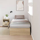 vidaXL Storage Bed Frame Sonoma Oak 75x190 cm Engineered Wood