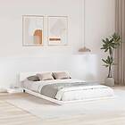 vidaXL Floor Bed Frame with Bedside Tables White 120x200cm Solid Wood