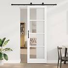 vidaXL Sliding Door with Hardware Set 'ORKDAL'White Solid Wood&Glass