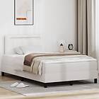 vidaXL Box Bed with Mattress white small double faux leather