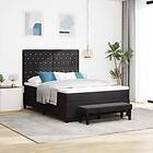 vidaXL Box Spring Bed with Mattress & Bench black 140x200 cm velvet