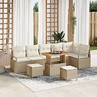 vidaXL Garden sofa set with cushion 9 pcs Beige, Cream 90 x 55 x 71 cm